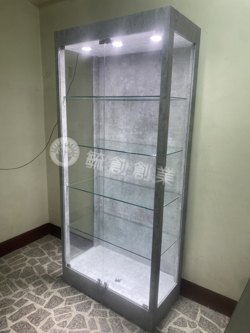 玻璃模型櫃-gk模型公仔玻璃櫃(清水模色系)